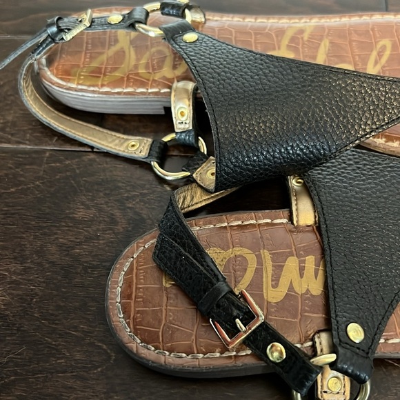 Sam Edelman black and gold sandals 9 - Picture 11 of 13
